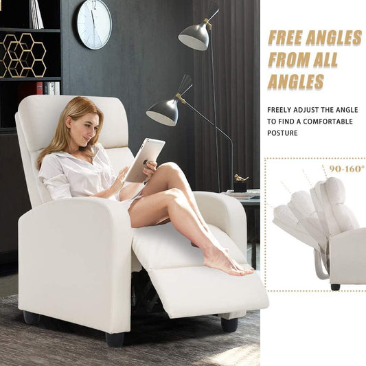 Elevate Your Relaxation Game with Modern Beige Wingback Recliner Chair - Furniture4Design