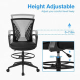 Ergonomic Drafting Chair with Adjustable Height and Heavy-Duty Structure in Black - Furniture4Design