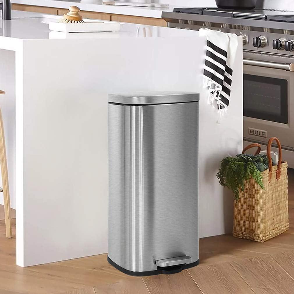 FDW Stainless Steel 8 Gallon Step Trash Bin with Lid for Office, Bedroom, and Bathroom - Furniture4Design