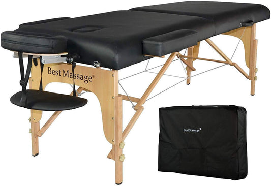 Height Adjustable 2 Fold Portable Massage Table with Carry Case - Furniture4Design