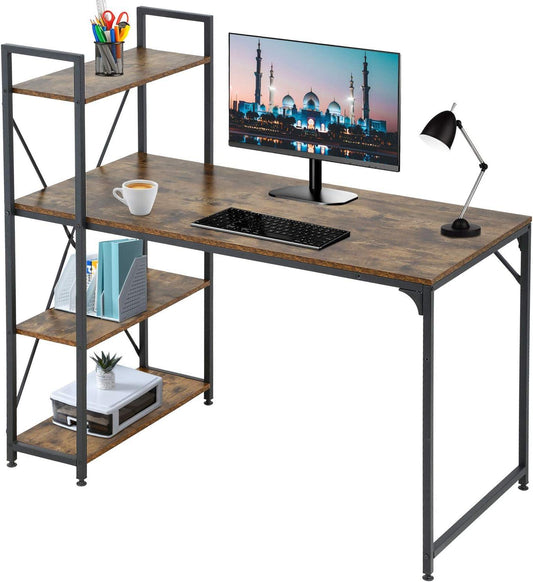 Home Office Computer Desk with Bookshelf and Large Surface - Furniture4Design