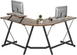 L Shaped Desk with Monitor Stand for Home and Office, Vintage - Furniture4Design