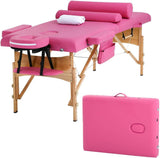 Massage Table with Adjustable Height and Accessories Bundle (Pink) - Furniture4Design