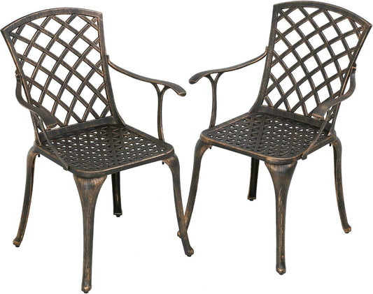 Outdoor Patio Dining Chairs Set of 2 with Stripe Embellishments - Furniture4Design