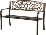 Outdoor Steel Frame Patio Bench with Welcome Backrest Design - Furniture4Design