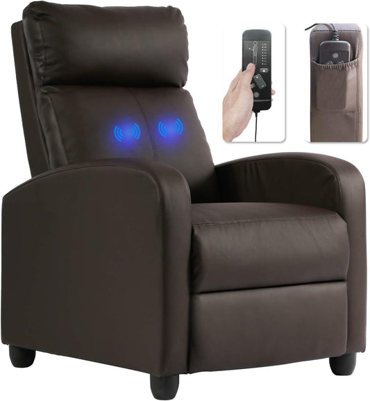 Recliner Chair with Massage and Foot Extension - Furniture4Design