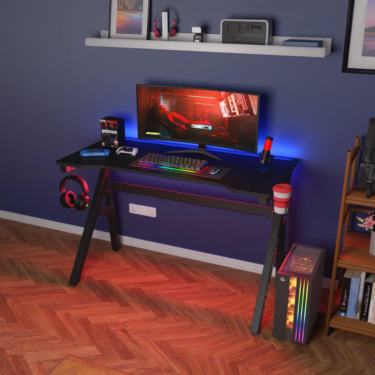 Ultimate Gaming Desk with Carbon Fiber Top and Steel Legs for Epic Gaming Experience - Furniture4Design
