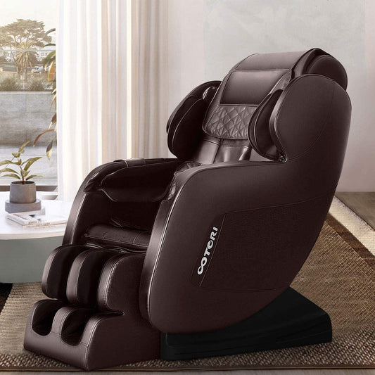 Ultimate Relaxation Zero Gravity Massage Chair with Airbags & Heating Vibration, Brown - Furniture4Design