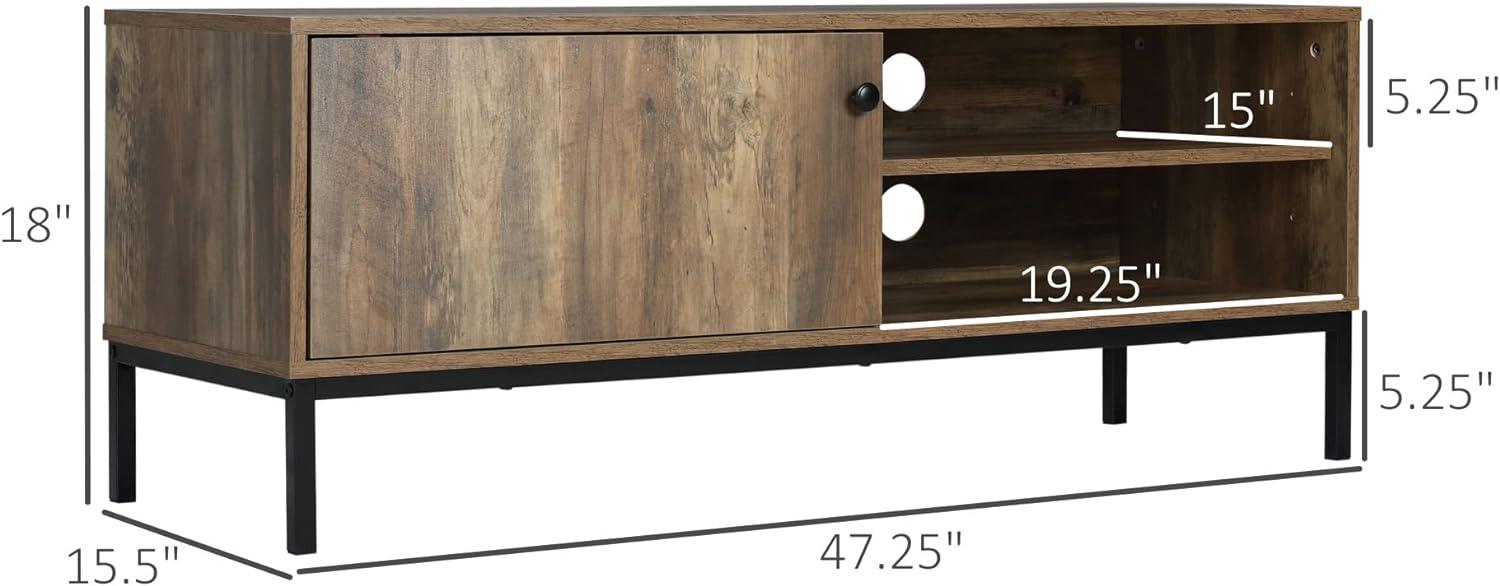 Vintage TV Cabinet with Sliding Door and Adjustable Shelf, Coffee Finish - Furniture4Design