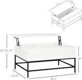 White Lift Top Coffee Table with Hidden Storage Compartment - Furniture4Design